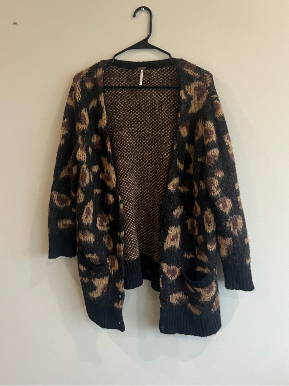 Free People Leopard Print Open-Front Cardigan